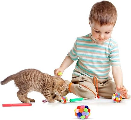 Популярные красочные ручные игрушки для котенков с подскакивающим мячом плюшевые игрушки для кошек с планетарными шарами
