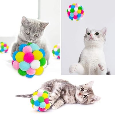 Популярные красочные ручные игрушки для котенков с подскакивающим мячом плюшевые игрушки для кошек с планетарными шарами