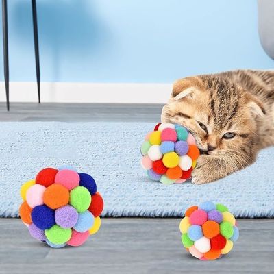 Популярные красочные ручные игрушки для котенков с подскакивающим мячом плюшевые игрушки для кошек с планетарными шарами