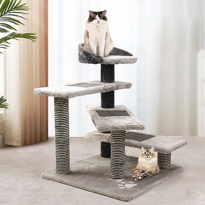 ODM Серое дерево Современная кошачья скалолазание рамка Deluxe Sisal Кошачий деревянный дом Scratcher