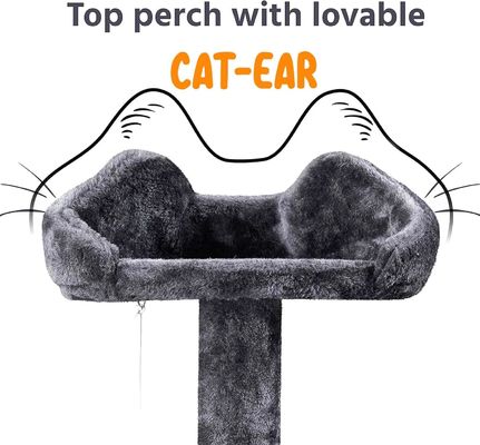 OEM/ODM Custom Luxury Dark Grey Plush Wood Multi-storey Cat Villa с поднимающимся деревом