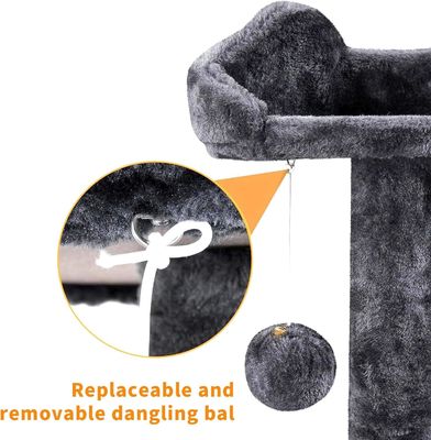 OEM/ODM Custom Luxury Dark Grey Plush Wood Multi-storey Cat Villa с поднимающимся деревом