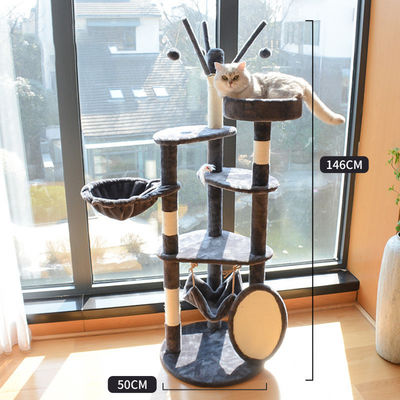 Преимущественный деревянный Modern Cat Sisal Scratcher Multi Level Cat Climbing Frame и гамак