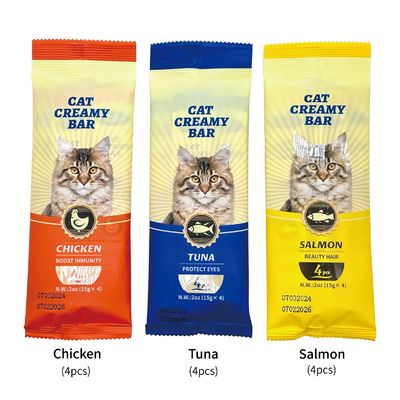 Доставки для домашних животных Свежие три вкуса Кошачьи полоски Пища для домашних животных Перекусы для продвижения консервированной пищи