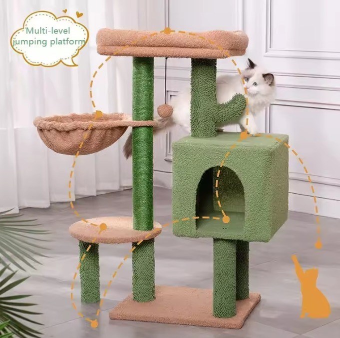 Кошка царапает дом игрушка маленькая зеленая кошка дерево кактус котенок царапатель для домашних кошек