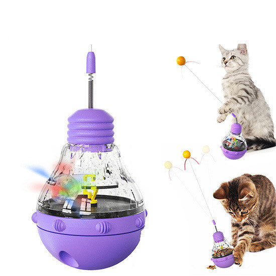 Многофункциональная игрушка для кошек с вращающейся палочкой, освещающая шарик и медленный кормильщик для домашних кошек
